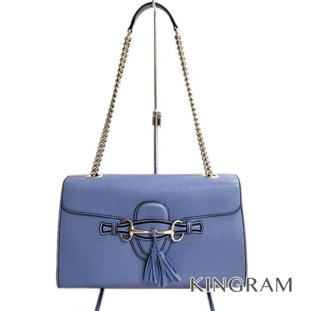 Gucci Emilie Chain Shoulder Bag Blue Leather